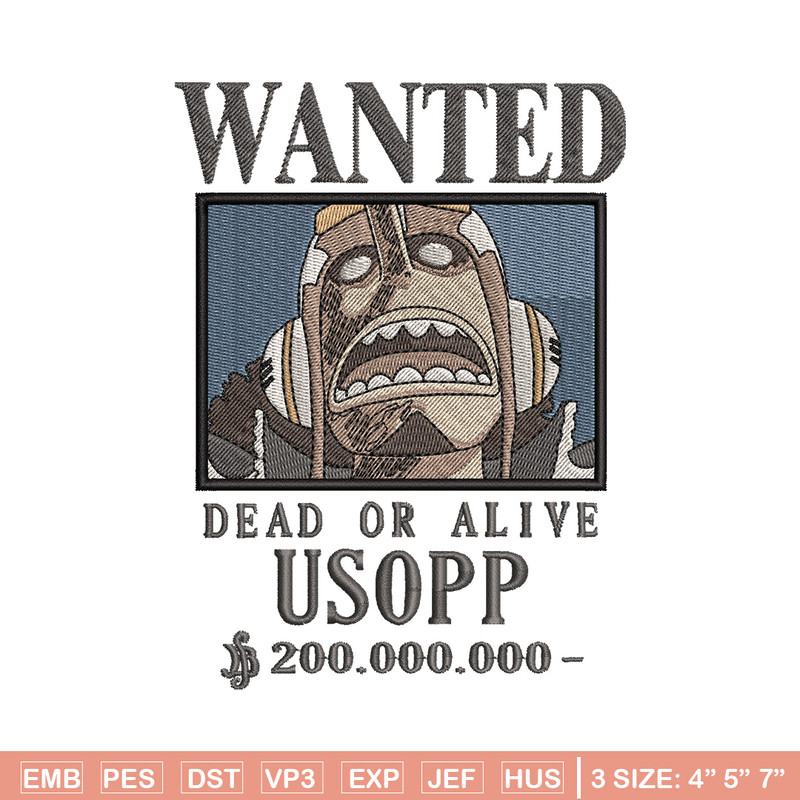 Bounty usopp embroidery design, One piece embroidery, Anime design, Embroidery shirt, Embroidery file,Digital download.zip.jpg