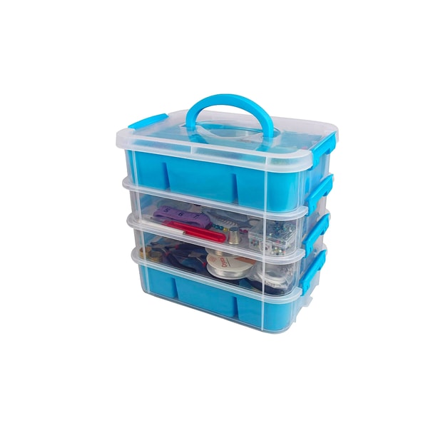 Bins & Things Stackable Storage Container With 2 Trays - Blu - Inspire ...