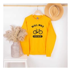 will bike for beer sweatshirt, bicycle sweat, sweatshirt for biker, mountain biker gift, bike lover sweatshirt, cool bic