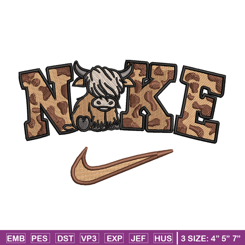 Brown cow x nike embroidery design, Nike embroidery, Embroidery file, Embroidery shirt, Nike design, Digital download.jpg