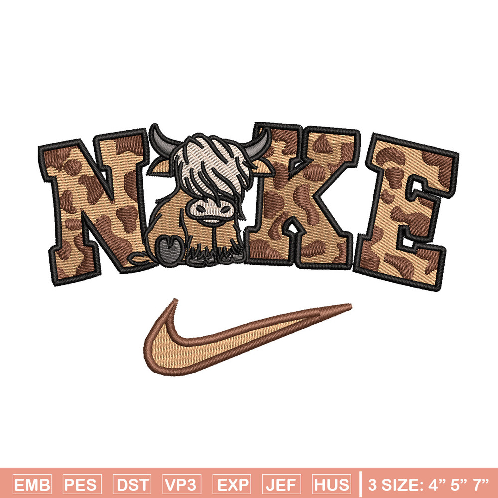 Brown cow x nike embroidery design, Nike embroidery, Embroidery file, Embroidery shirt, Nike design, Digital download.jpg