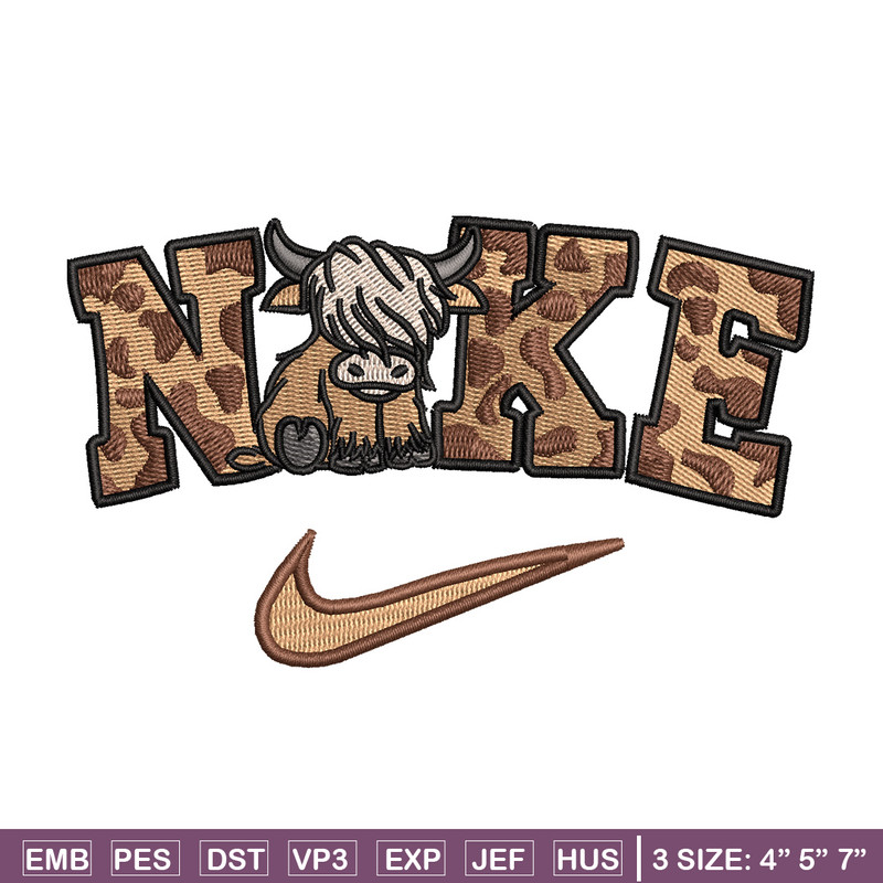 Brown cow x nike embroidery design, Nike embroidery, Embroidery file, Embroidery shirt, Nike design, Digital download.jpg