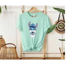 stitch ohana coffee shirt, lilo and stitch shirt, stitch starbucks shirt, disney family trip shirts, family shirts, disn