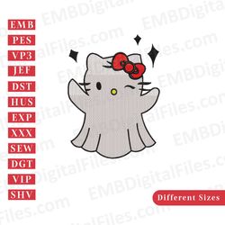 cute kitty ghost embroidery pes file