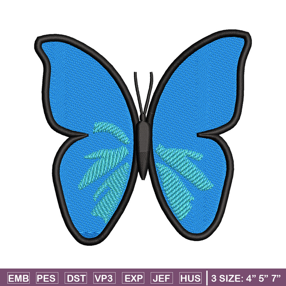 Butterfly blue embroidery design, Butterfly embroidery, Embroidery file, Embroidery shirt, Emb design, Digital download.jpg