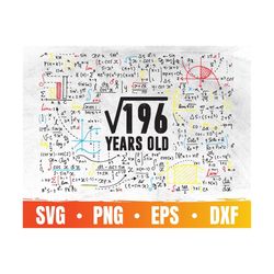 Square Root of 196 | 14th Birthday Svg | 14 Years Old Png | Birthday Party Cricut File | Math Lover Eps | Commercial Use