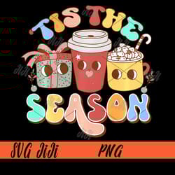 retro groovy tis the season png, cute christmas png, christmas vibes png