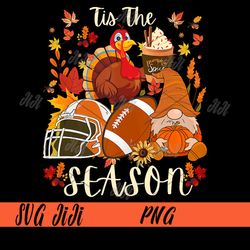 Tis The Season PNG, Fall Football Pumpkin Spice Latte Leaf Gnome PNG, Football Fall PNG