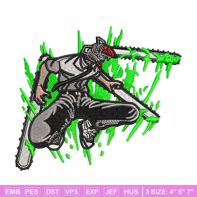Chainsaw embroidery design, Chainsaw man embroidery, Anime design, Embroidery shirt, Embroidery file, Digital download.jpg