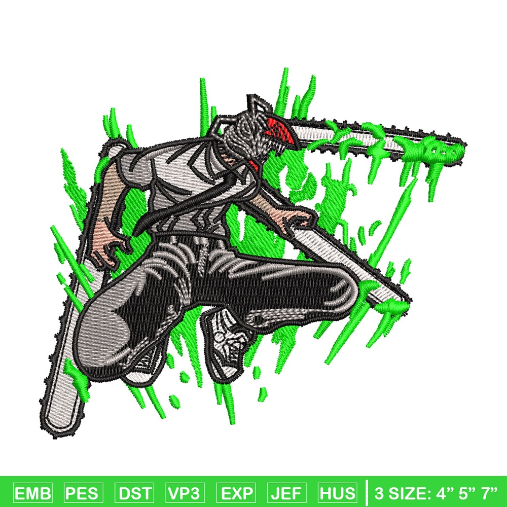 Chainsaw embroidery design, Chainsaw man embroidery, Anime design, Embroidery shirt, Embroidery file, Digital download.jpg