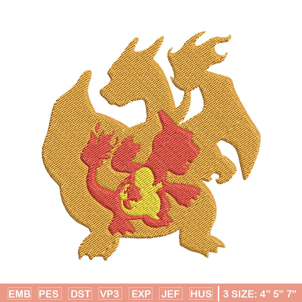 Charizard embroidery design, Pokemon embroidery, Anime design, Embroidery file, Digital download, Embroidery shirt.jpg