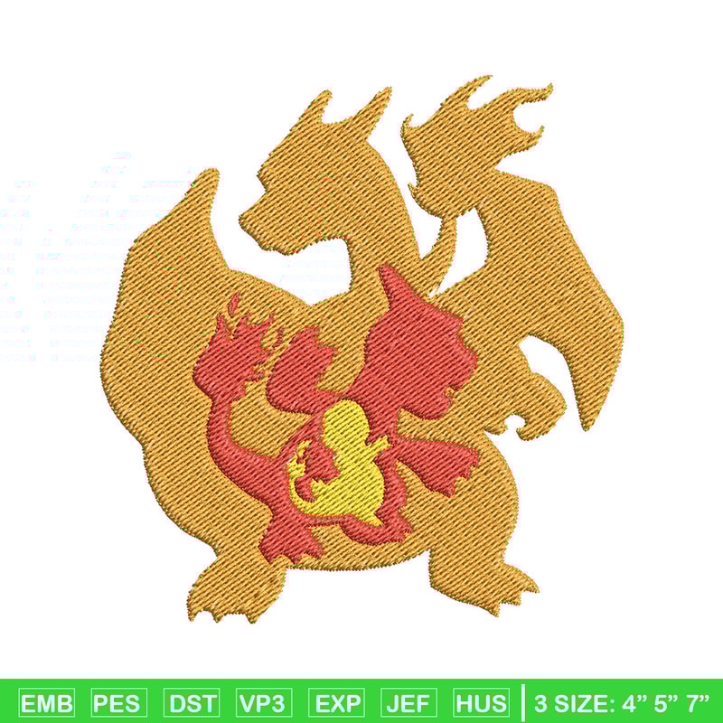 Charizard embroidery design, Pokemon embroidery, Anime design, Embroidery file, Digital download, Embroidery shirt.jpg