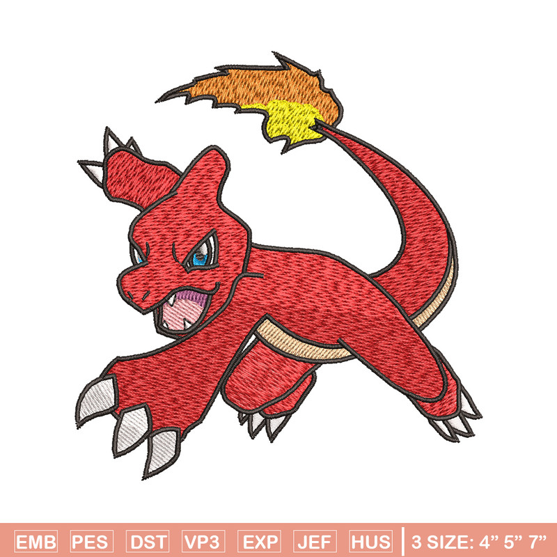 Charmeleon embroidery design, Pokemon embroidery, Anime design, Embroidery shirt, Embroidery file, Digital download.jpg