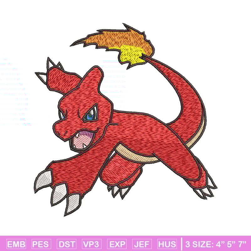 Charmeleon embroidery design, Pokemon embroidery, Anime design, Embroidery shirt, Embroidery file, Digital download.jpg