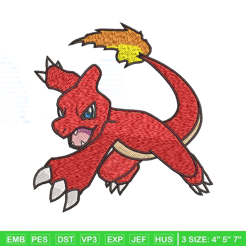 Charmeleon embroidery design, Pokemon embroidery, Anime design, Embroidery shirt, Embroidery file, Digital download.jpg