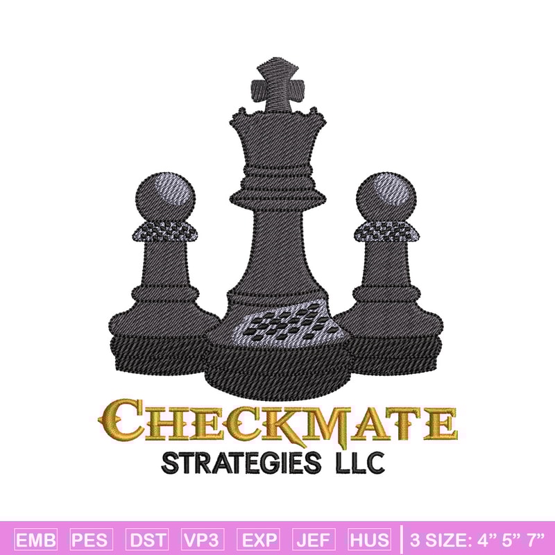 Check mate embroidery design, Chess embroidery, Embroidery file, Embroidery shirt, Emb design, Digital download.jpg