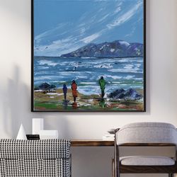 Original art acrylic painting, seascape painting, knife palette art abstract painting, ocean painting abstract wall art.
