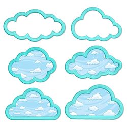 Cloud Applique Design Set. Cloud embroidery design