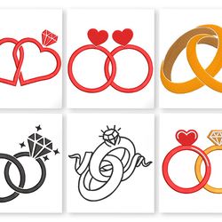 Wedding Rings Embroidery Design. Engagement Rings design