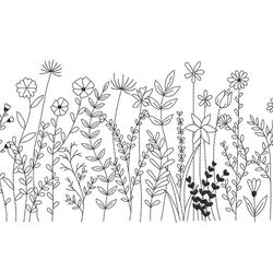 wildflower embroidery design. floral botanical meadow garden embroidery pattern