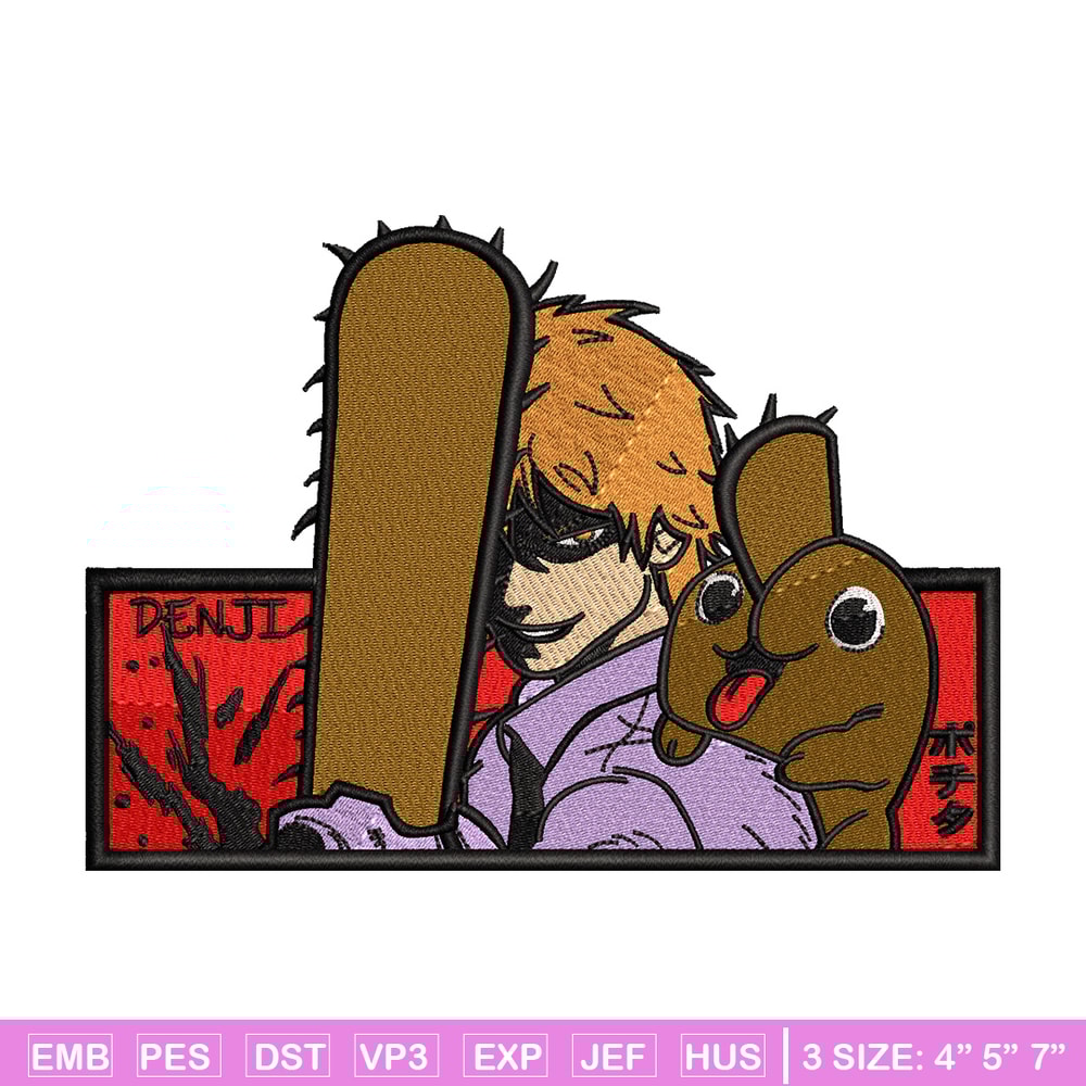 Denji horror embroidery design, Chainsaw embroidery, Anime design, Embroidery shirt, Embroidery file, Digital download.jpg