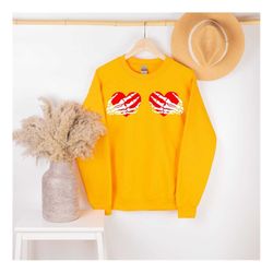 funny valentines day sweatshirt, valentine skeleton hands sweater, heart boobs, women's day sweat, valentines day gift,