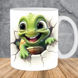 3d baby turtle hole in a wall mug