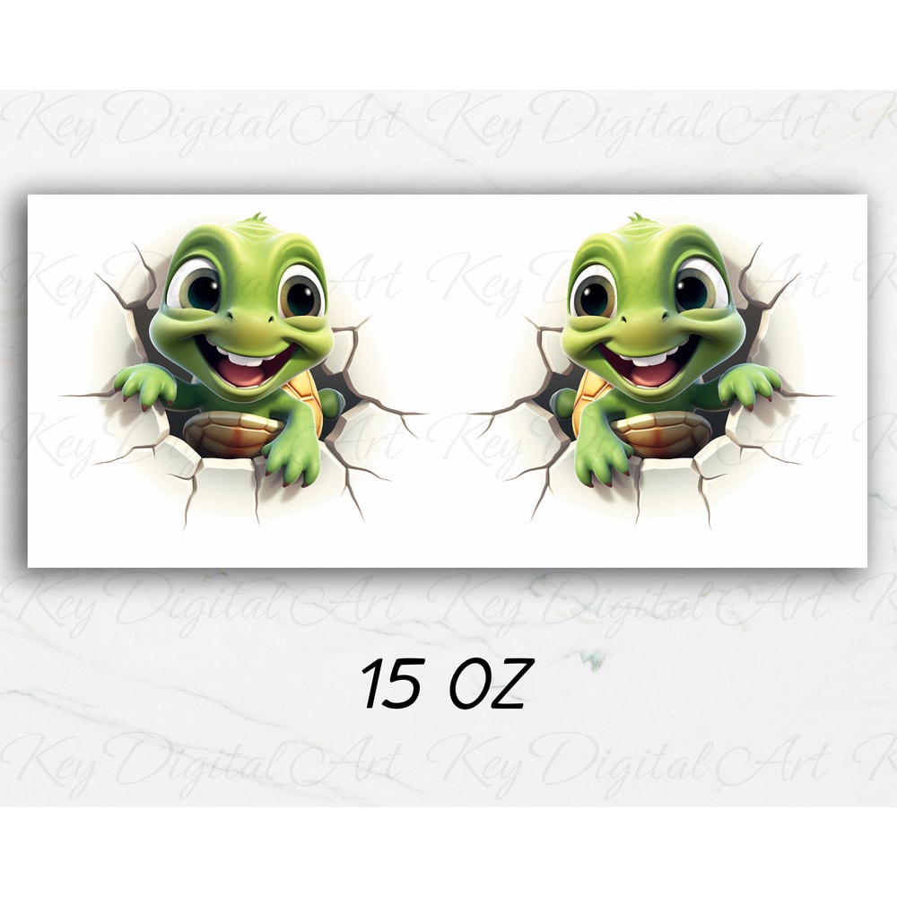 3D Baby Turtle Hole In A Wall Mug Wrap 11oz & 15oz Mug Template, 3D Mug Sublimation Design Mug Wrap Template PNG Instant Digital Download - 2.jpg