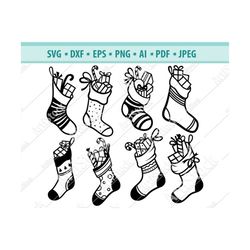 Christmas Socks Svg, Christmas Svg Files, Christmas Stockings Svg, Fireplace Svg, Santa Gift Svg, Decorations Svg, Socks