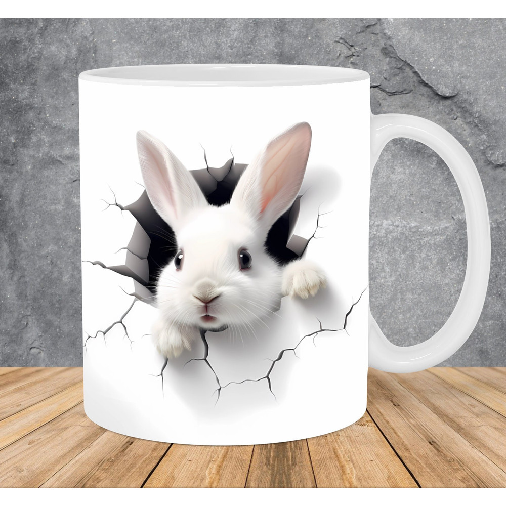 3D Bunny Rabbit Hole In A Wall Mug Wrap 11oz & 15oz Mug Template, 3D Mug Sublimation Design Mug Wrap Template PNG Instant Digital Download - 1.jpg