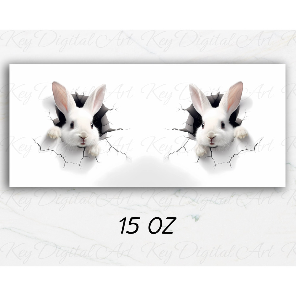 3D Bunny Rabbit Hole In A Wall Mug Wrap 11oz & 15oz Mug Template, 3D Mug Sublimation Design Mug Wrap Template PNG Instant Digital Download - 2.jpg