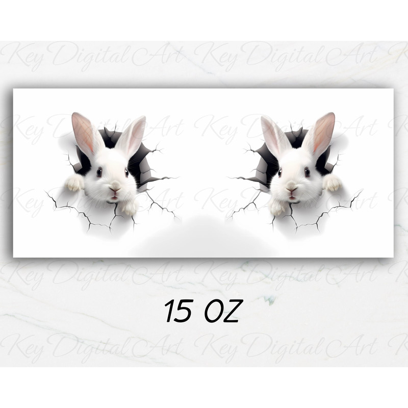 3D Bunny Rabbit Hole In A Wall Mug Wrap 11oz & 15oz Mug Template, 3D Mug Sublimation Design Mug Wrap Template PNG Instant Digital Download - 2.jpg