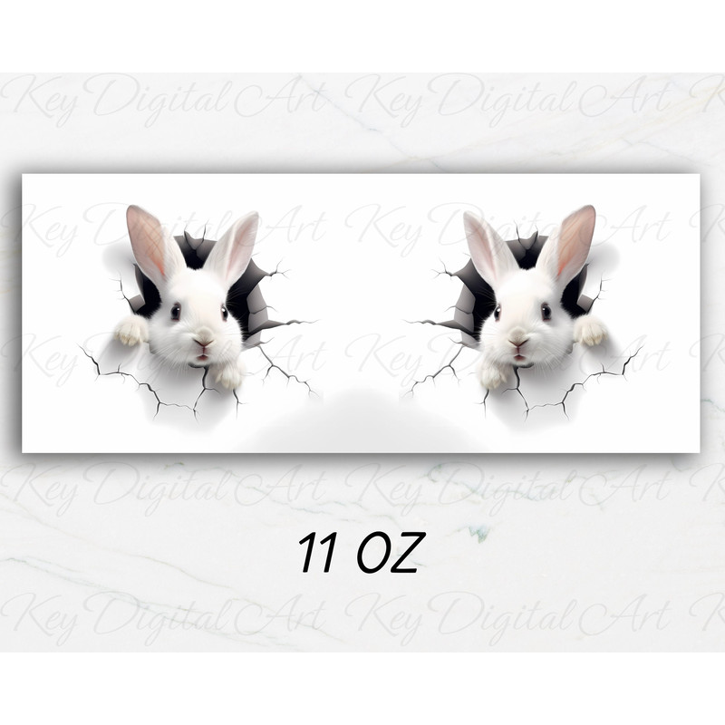 3D Bunny Rabbit Hole In A Wall Mug Wrap 11oz & 15oz Mug Template, 3D Mug Sublimation Design Mug Wrap Template PNG Instant Digital Download - 3.jpg