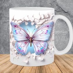 3d butterfly hole in a wall mug