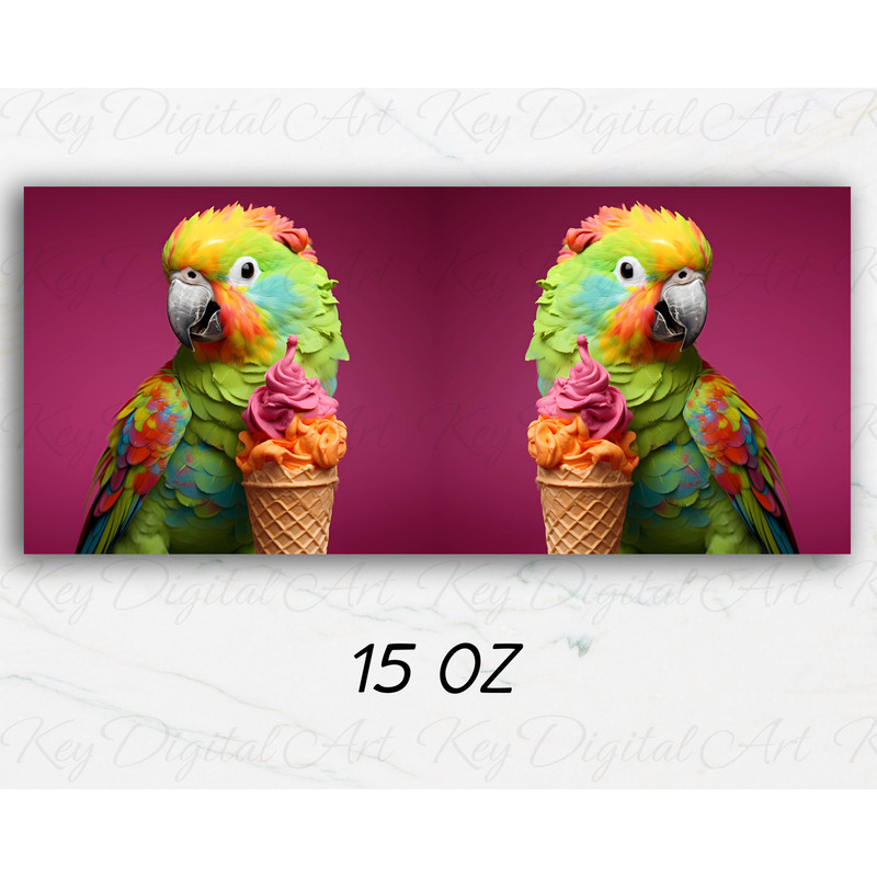 3D Colorful Parrot Ice-Cream Mug Wrap 11oz & 15oz Mug Template, 3D Mug Sublimation Design Mug Wrap Template PNG Instant Digital Download - 3.jpg