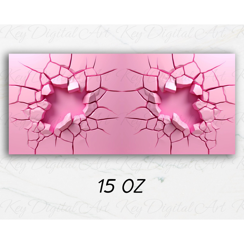 3D Crack In Pink Wall Mug Wrap 11oz & 15oz Mug Template, 3D Pink Mug Sublimation Design Mug Wrap Template PNG Instant Digital Download - 2.jpg