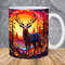 3D Deer Sunset Forest Mug Wrap 11oz & 15oz Mug Template, 3D Animal Mug Sublimation Design Mug Wrap Template PNG Instant Digital Download - 1.jpg