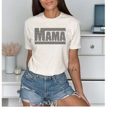 checker pattern mama shirt, checker mama sweatshirt, check mama shirt, checkered mama sweater, mama crewneck, tie dye h