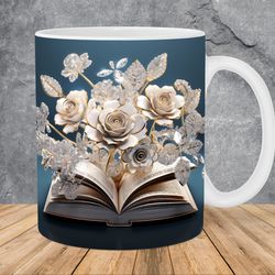 3d diamonds flowers book mug