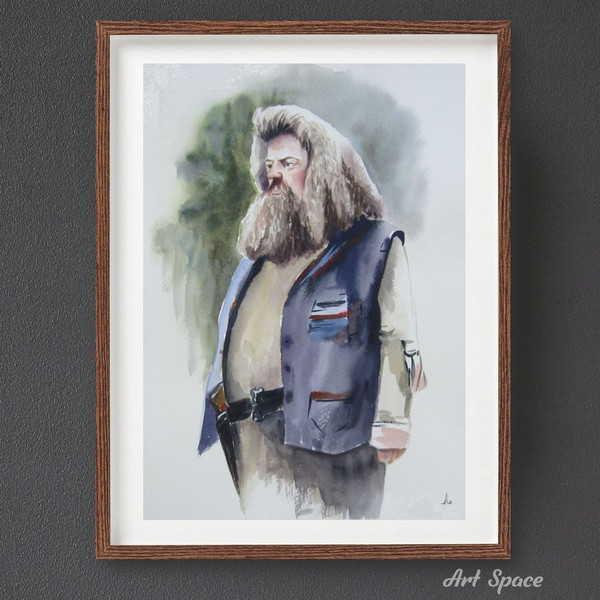Hagrid, Harry Potter, Hogwarts School, - film actor - famous personality - man - portrait - old man - face - watercolor painting -12.jpg