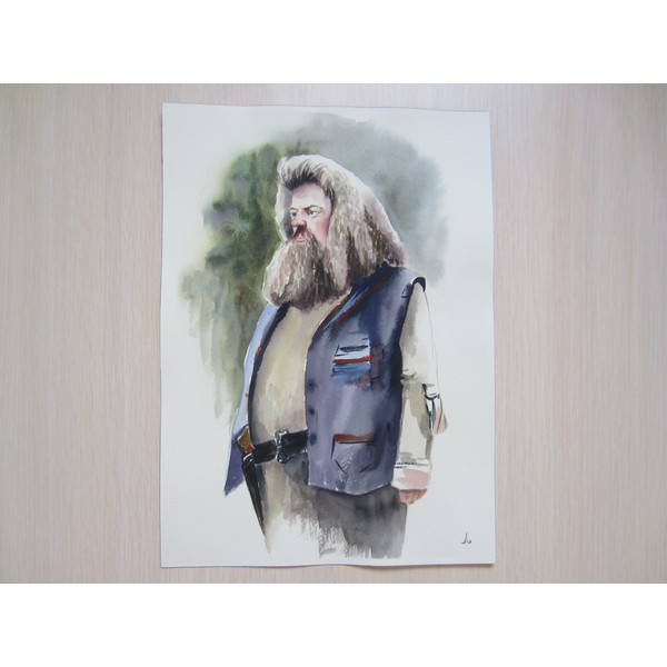 Hagrid, Harry Potter, Hogwarts School, - film actor - famous personality - man - portrait - old man - face - watercolor painting -14.JPG