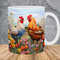 3D Embroidered Roosters Flowers Mug Wrap 11oz & 15oz Mug Template, Mug Sublimation Design Mug Wrap Template PNG Instant Digital Download - 1.jpg