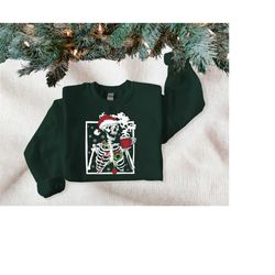 dead inside skeleton christmas sweatshirt, sarcastic christmas coffee shirt merry christmas sweater coffee lover christm
