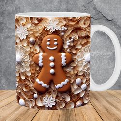 3d gingerbread man snowflakes mug