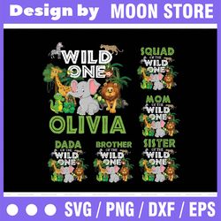 personalized name wild one birthday boy, wild one family matching png, wild one safari birthday png, birthday safari jun