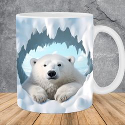 3d polar bear hole in a wall mug