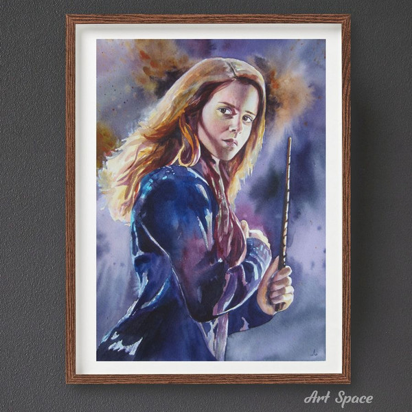 Hermione, Hogwarts School, - film actor - famous personality - woman - girl - teenager - portrait - face - watercolor painting -2.jpg