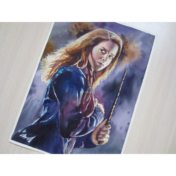 Hermione, Hogwarts School, - film actor - famous personality - woman - girl - teenager - portrait - face - watercolor painting -4.JPG