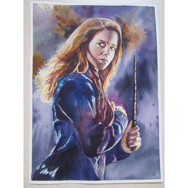 Hermione, Hogwarts School, - film actor - famous personality - woman - girl - teenager - portrait - face - watercolor painting -33.JPG