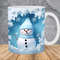 3D Snowman Hole In Snowflakes Wall Mug Wrap 11oz & 15oz Mug Template, Mug Sublimation Design Mug Wrap Template PNG Instant Digital Download - 1.jpg